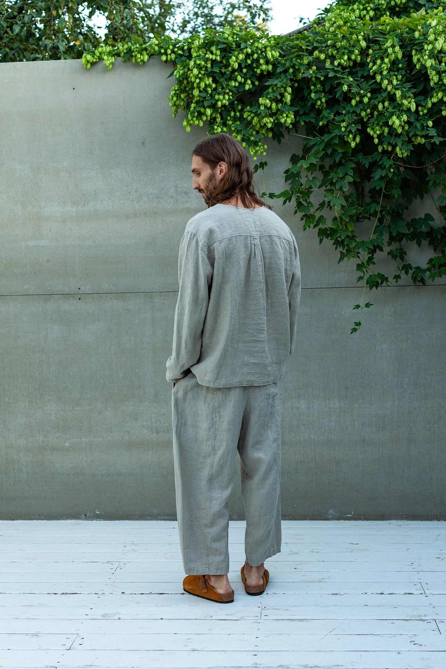 Men’s Medieval Linen Tunic, TARASA Laced Neck Shirt