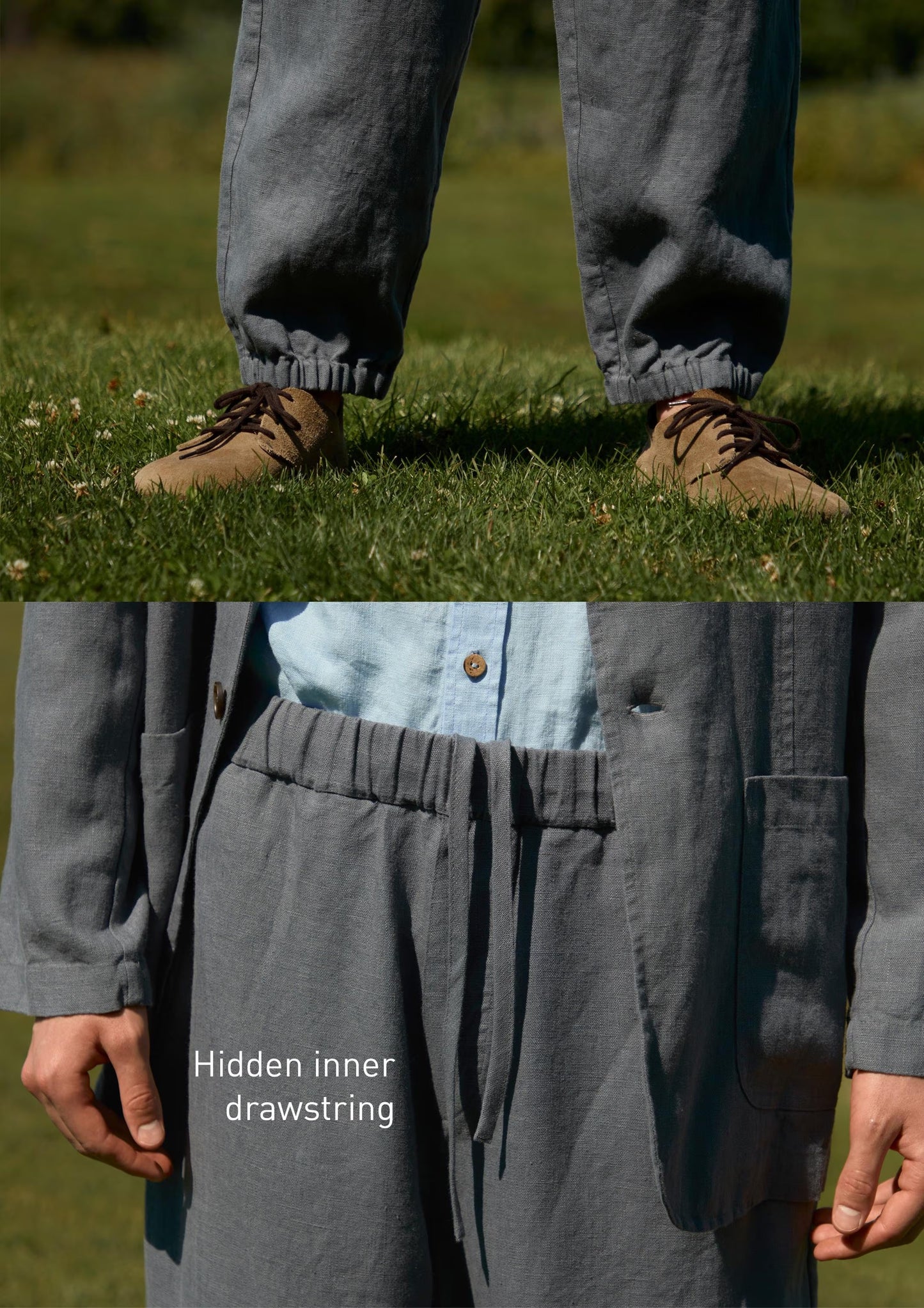 Relaxed Linen Trousers for Men, Plum Loose Fit Pants