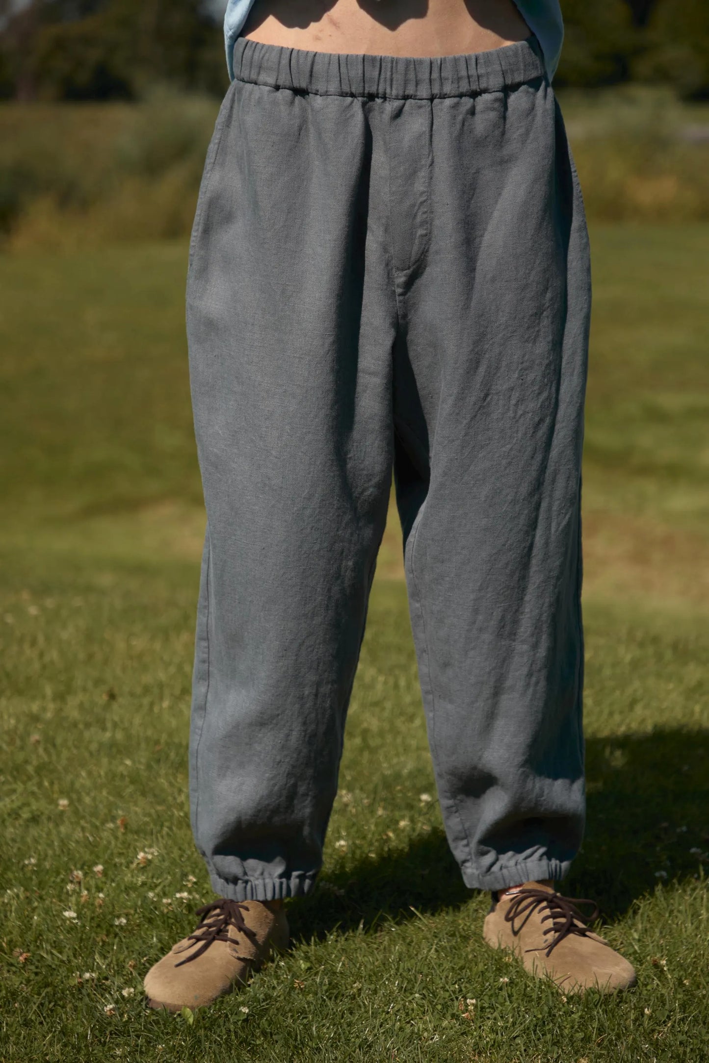 Relaxed Linen Trousers for Men, Plum Loose Fit Pants
