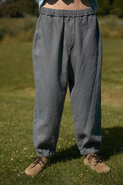 Relaxed Linen Trousers for Men, Plum Loose Fit Pants
