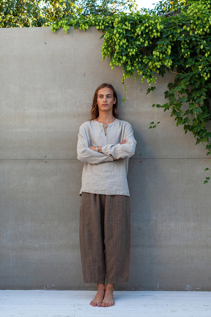 Men’s Relaxed Fit Linen Pants, COCOS Flax Trousers