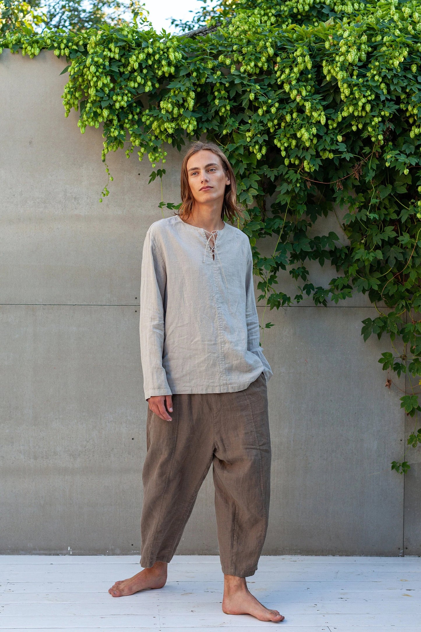 Men’s Relaxed Fit Linen Pants, COCOS Flax Trousers