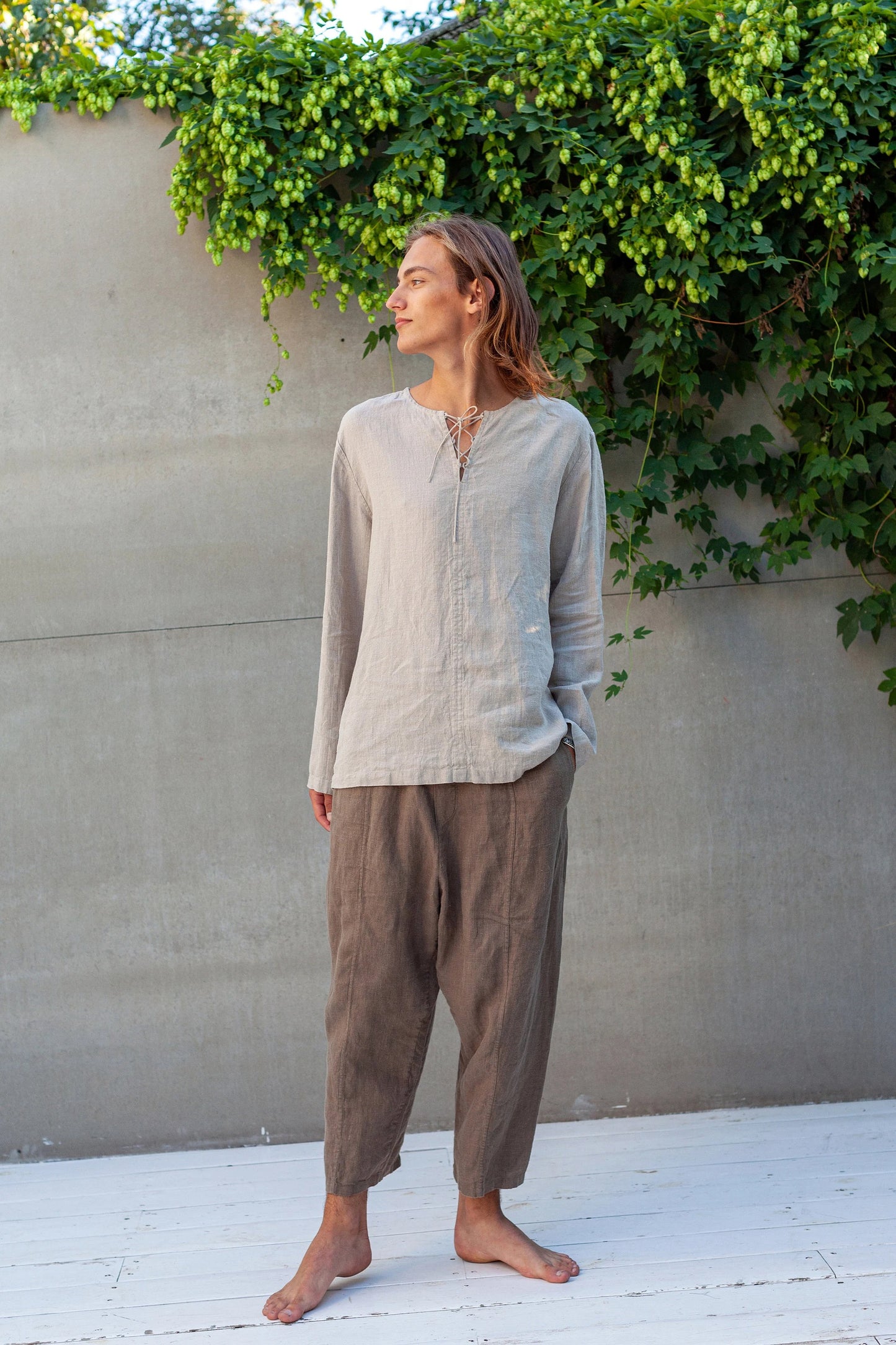 Men’s Relaxed Fit Linen Pants, COCOS Flax Trousers